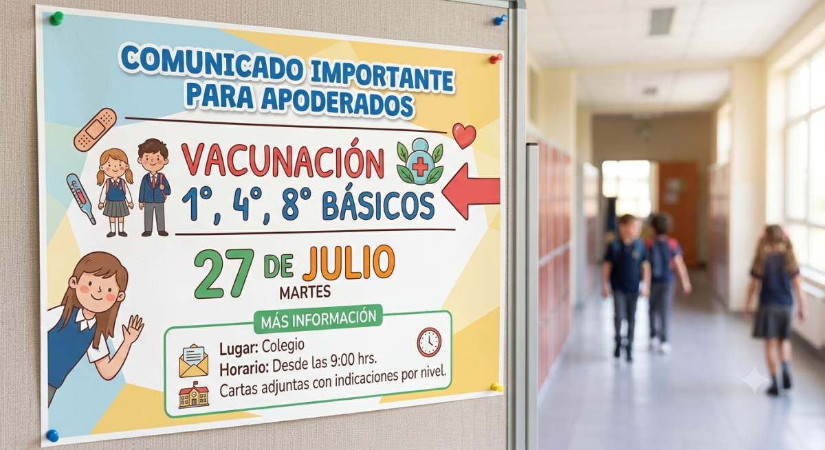 VACUNACIÓN 1°, 4°, 8°  BÁSICOS 27 DE JULIO 